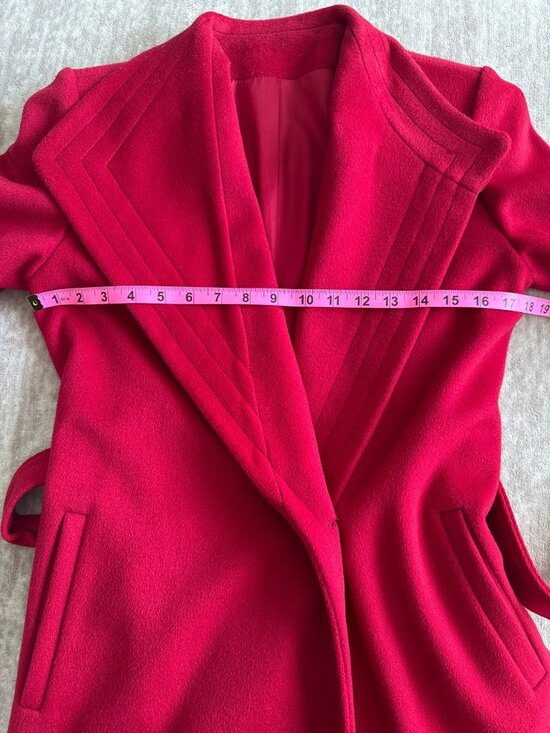 Vintage M.G. Kinsler The Great American Coat Red Wool Belted Long Women's Small - Picture 10 of 11